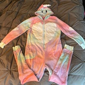 Pink and blue onsies. Fits like a women’s XL. Made from Laur Dily.